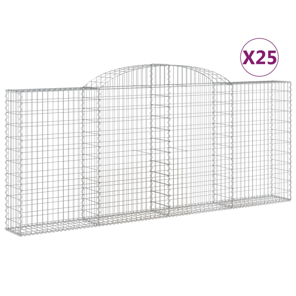 vidaXL kaarekujulised gabioonkorvid 25 tk, 300x30x120/140 cm, raud