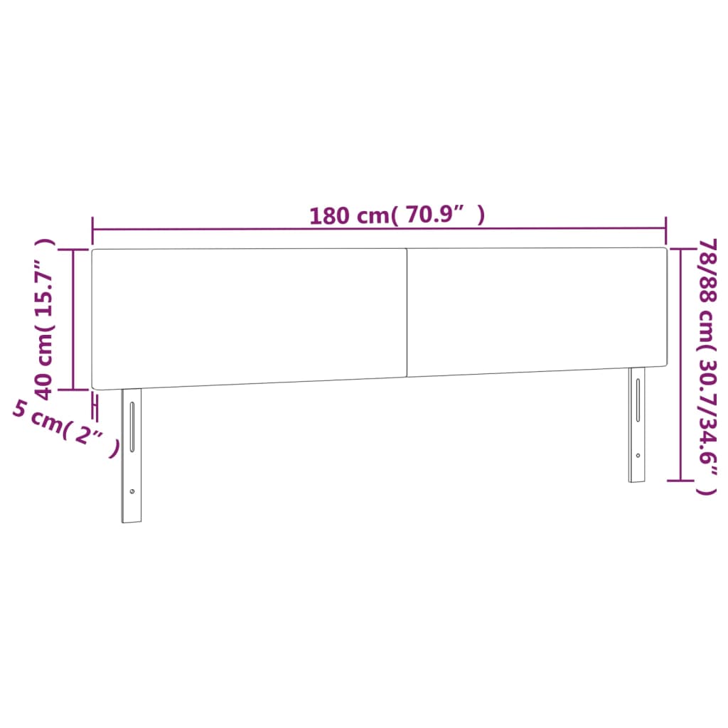 vidaXL LED-voodipeats, helehall, 180x5x78/88 cm, samet