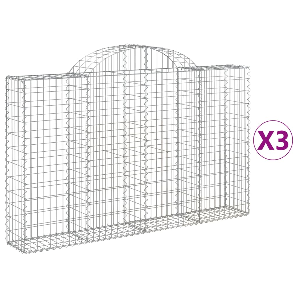 vidaXL kaarekujulised gabioonkorvid 3 tk, 200x30x120/140 cm, raud