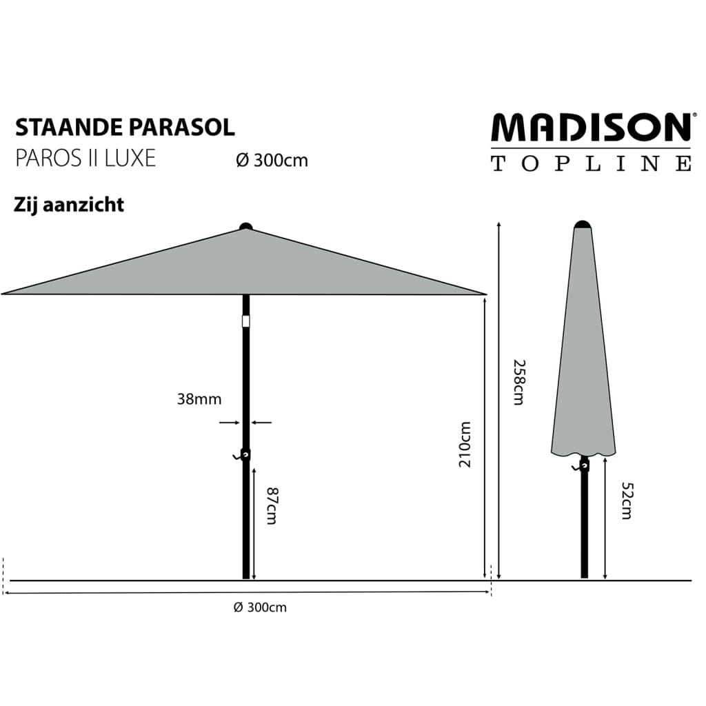 Madison aia päikesevari "Paros II Luxe", 300 cm, helebeež