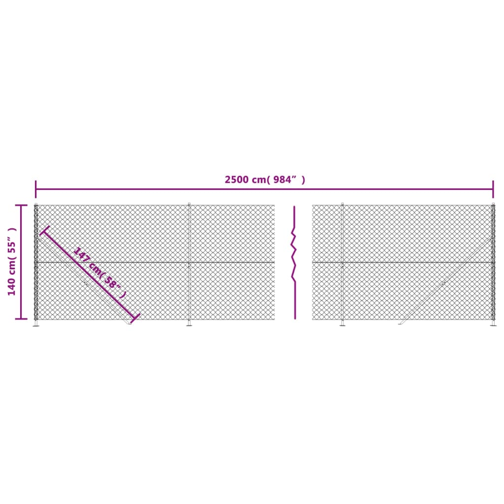 vidaXL võrkaed äärikuga, antratsiithall, 1,4 x 25 m