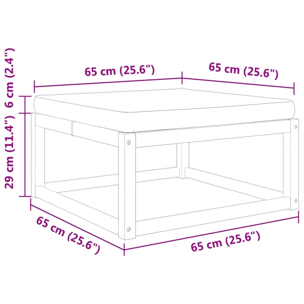 vidaXL aia jalapink koos pehmendusega, 65 x 65 x 6 cm, akaatsiapuit