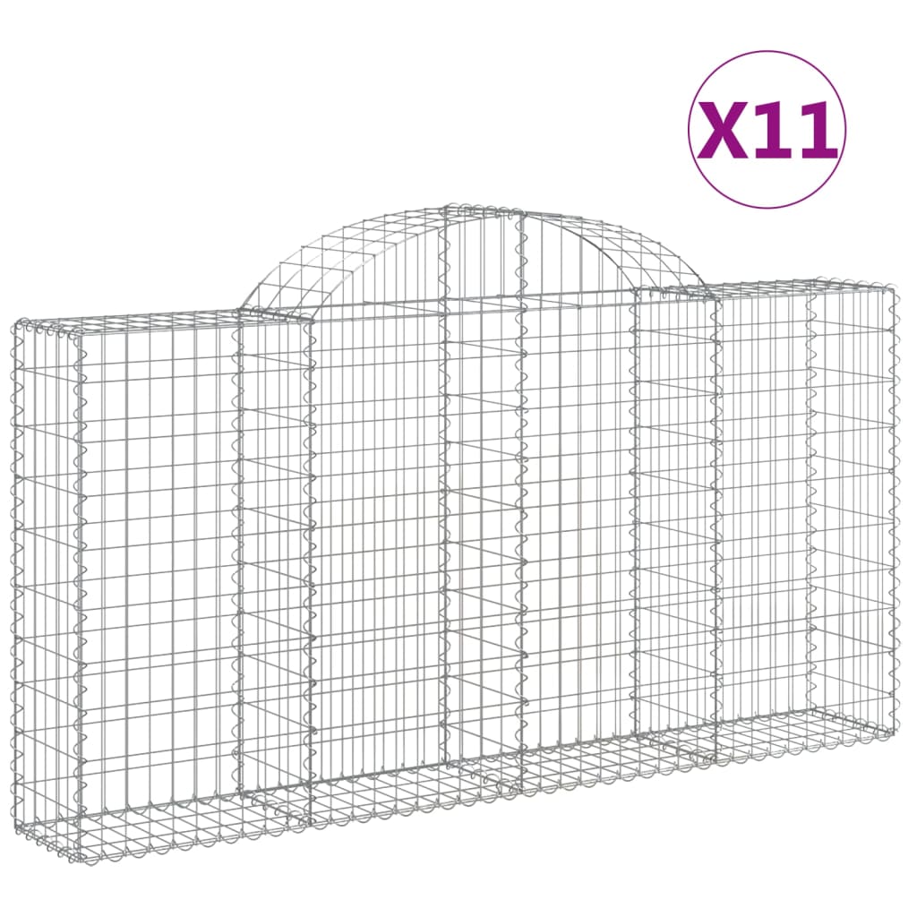 vidaXL kaarekujulised gabioonkorvid 11 tk, 200x30x100/120 cm, raud