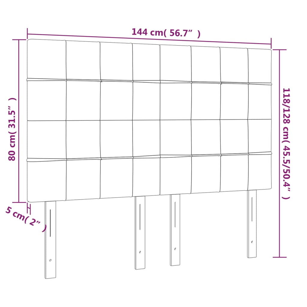 vidaXL LED-voodipeats, tumeroheline, 144x5x118/128 cm, samet