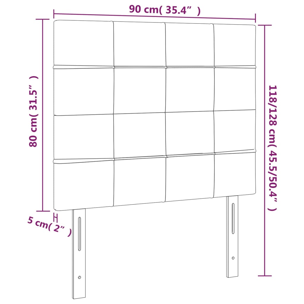 vidaXL LED-voodipeats, helehall, 90x5x118/128 cm, samet