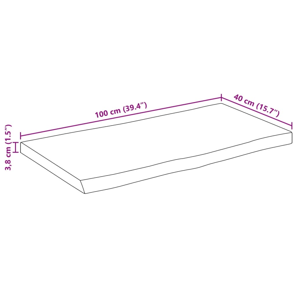 vidaXL lauaplaat, 100 x 40 x 3,8 cm, naturaalsete servadega, mangopuit