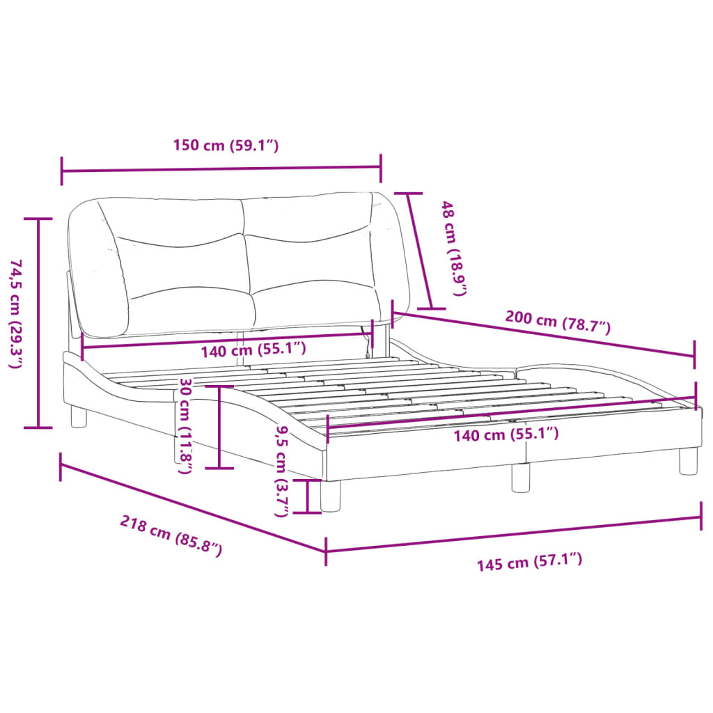 vidaXL voodiraam LED-tuledega, pruun, 140 x 200 cm, kunstnahk