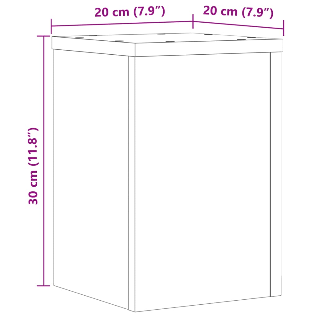 vidaXL taimealused 2 tk, valge, 20x20x30 cm, tehispuit