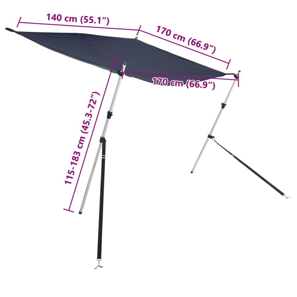 vidaXL T-tüüpi varikatuse pikendus, sinine, 170x170x(115-183) cm