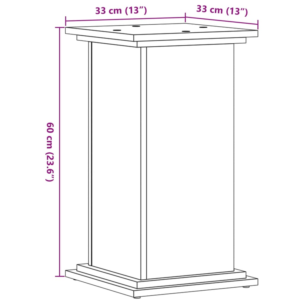 vidaXL taimealus, suitsutatud tamm, 33x33x60 cm, tehispuit