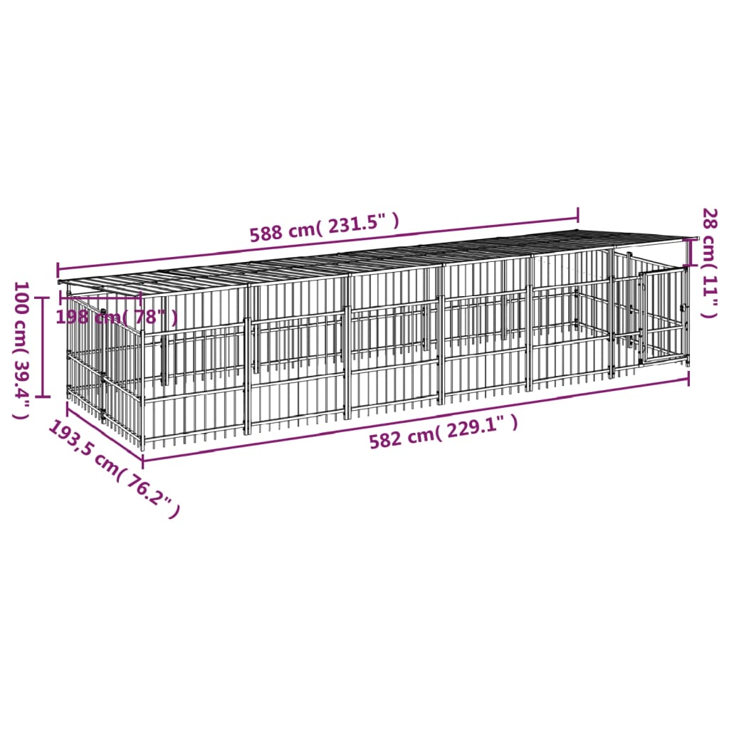 vidaXL koeraaedik katusega, teras, 11,26 m²