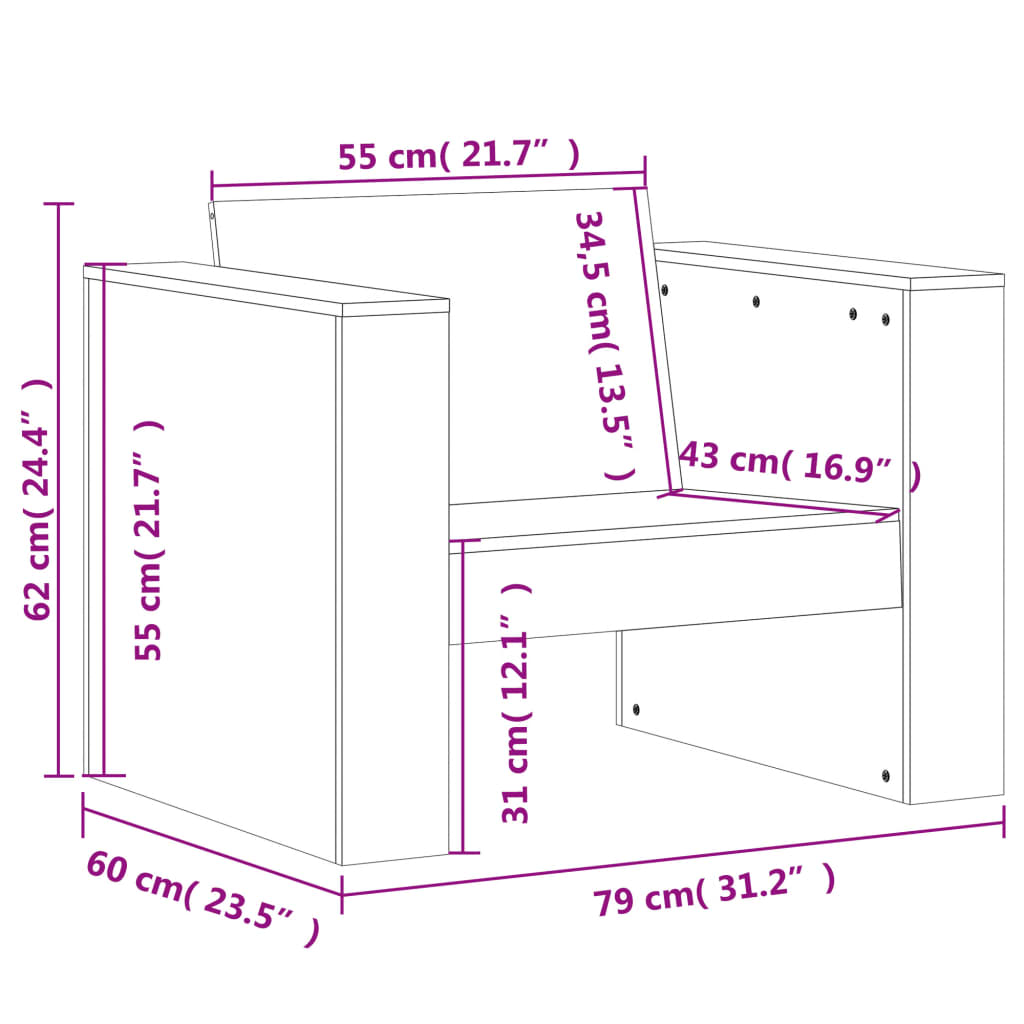 vidaXL aiadiivan, 79x60x62 cm, ebatsuuga puit