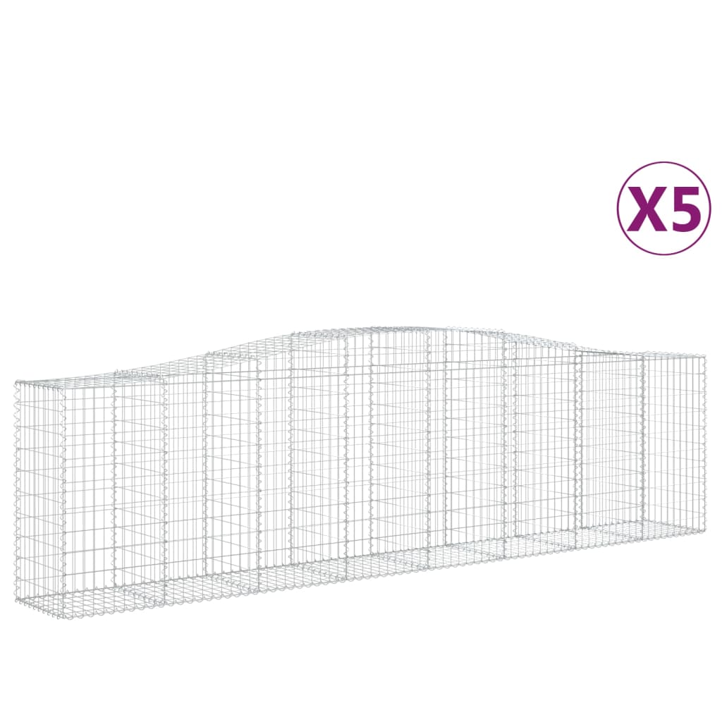 vidaXL kaarekujulised gabioonkorvid 5 tk, 400x50x100/120 cm, raud