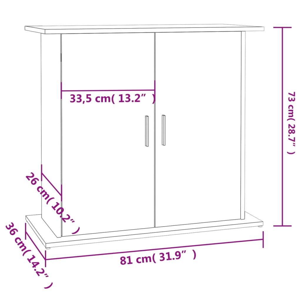 vidaXL akvaariumi alus, Sonoma tamm, 81 x 36 x 73 cm, tehispuit