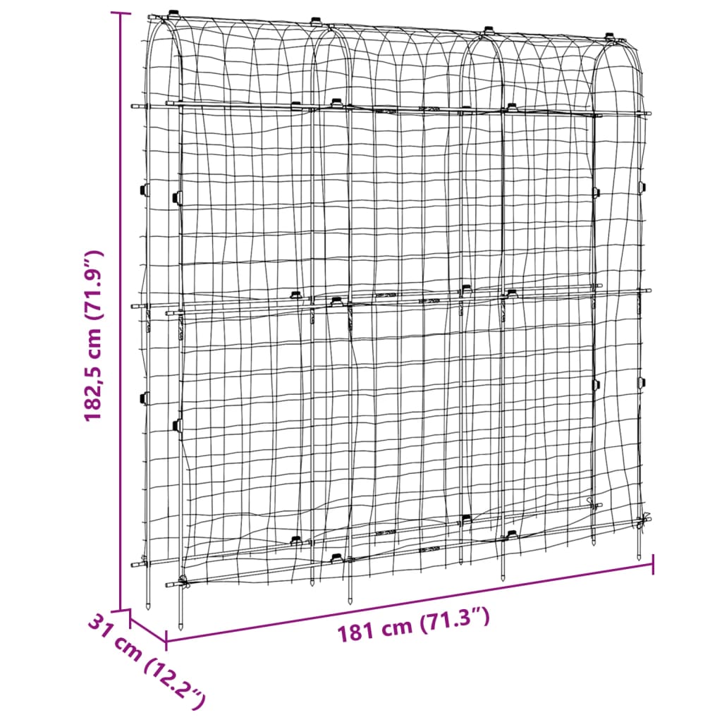 vidaXL aiavõre ronitaimedele, U-kuju, 181 x 31 x 182,5 cm, teras