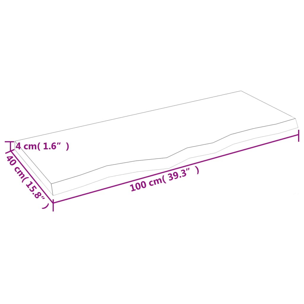 vidaXL lauaplaat, helepruun, 100x40x(2-4) cm, töödeldud tammepuit