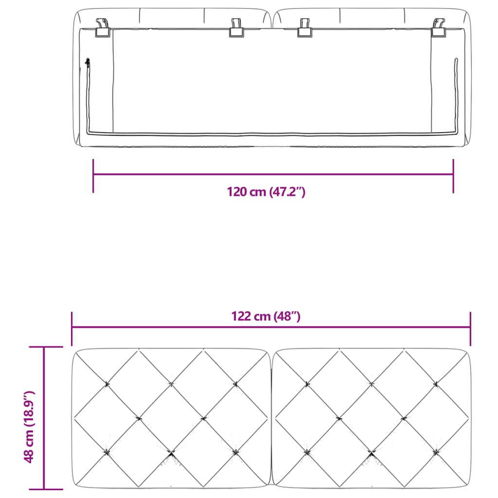 vidaXL voodipeatsi padi, tumehall, 120 cm, samet