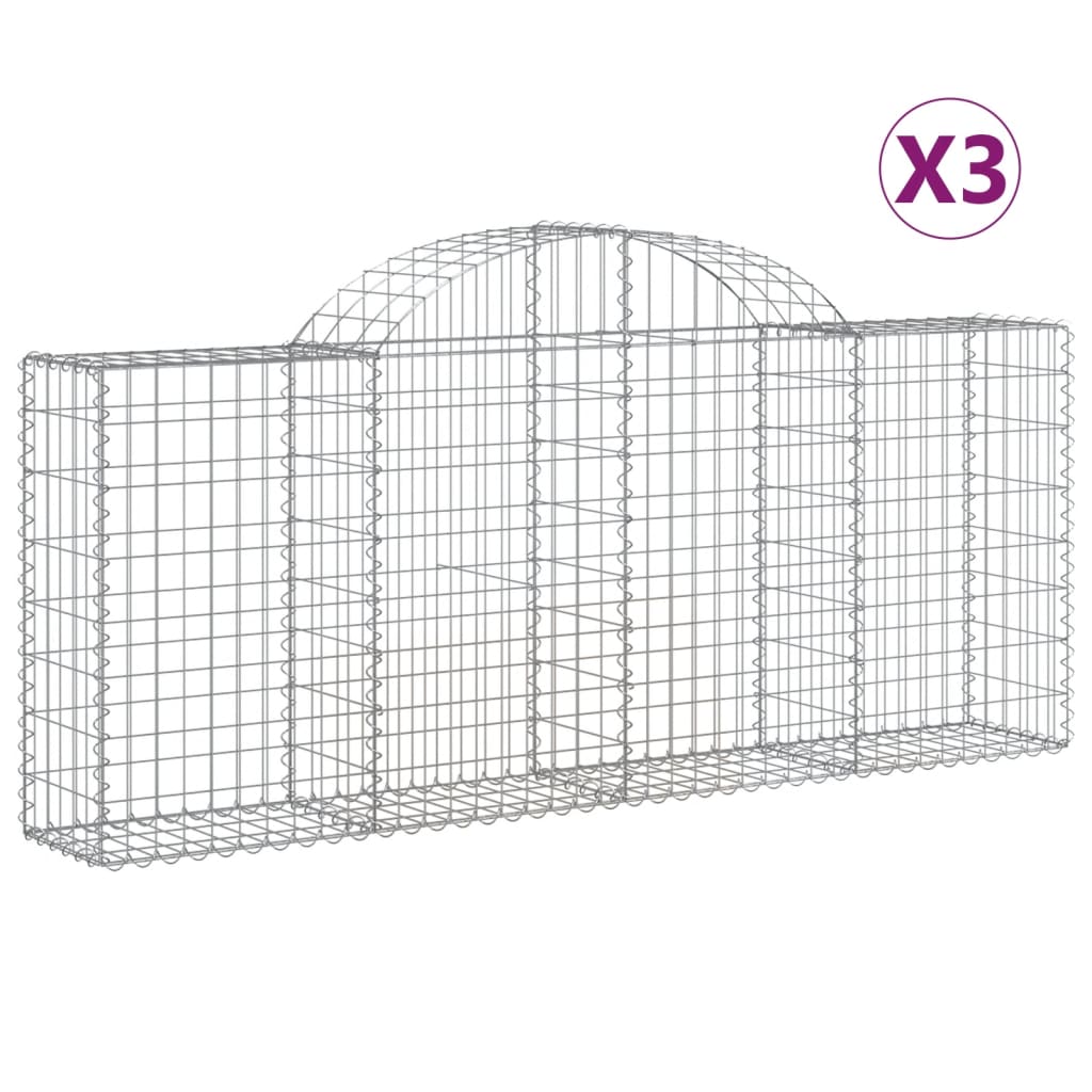 vidaXL kaarekujulised gabioonkorvid 3 tk, 200x30x80/100 cm, raud