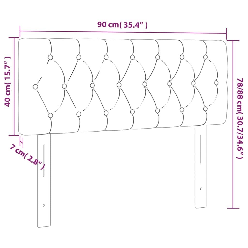 vidaXL voodipeats, tumeroheline, 90x7x78/88 cm, samet