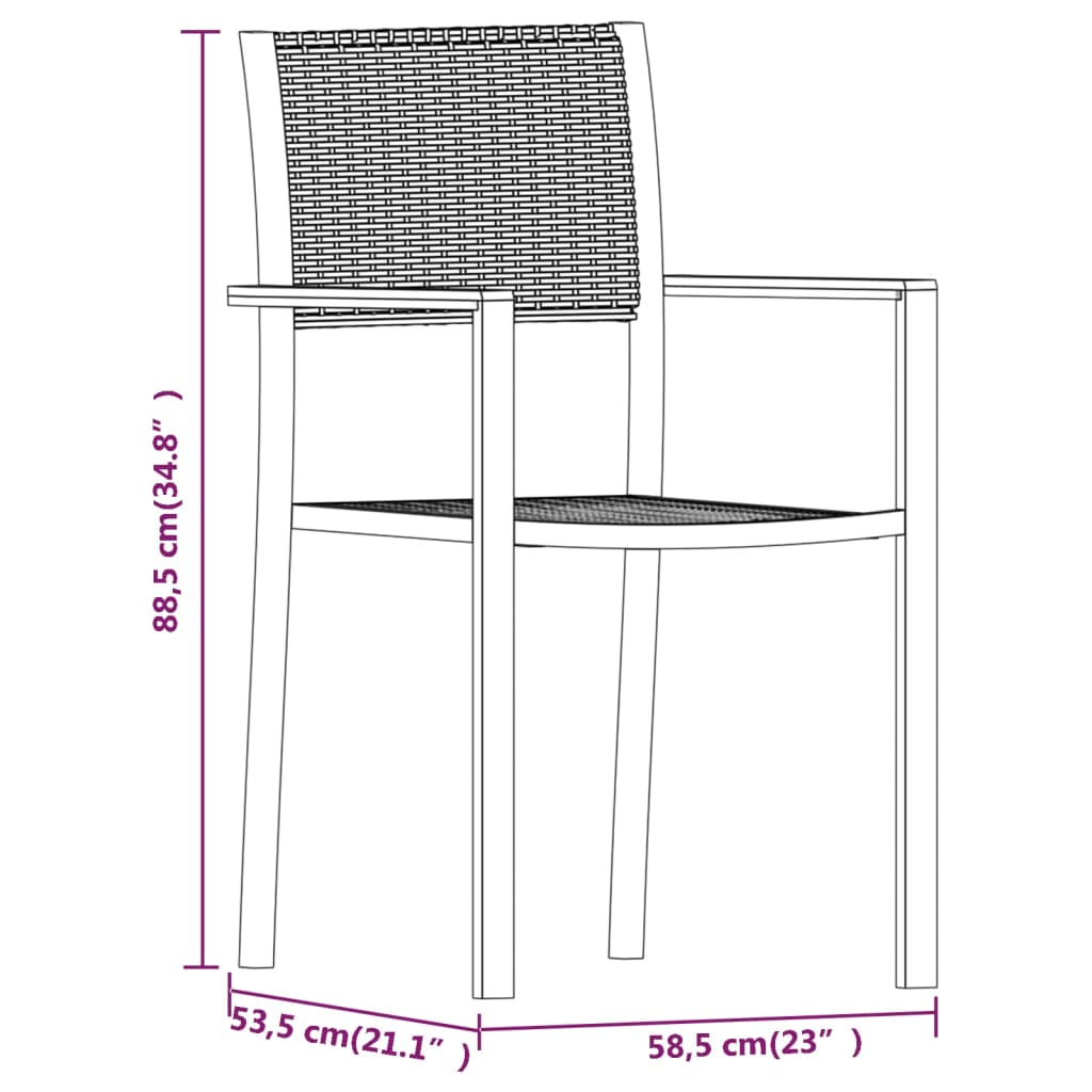 vidaXL 3-osaline aiamööbli komplekt, must