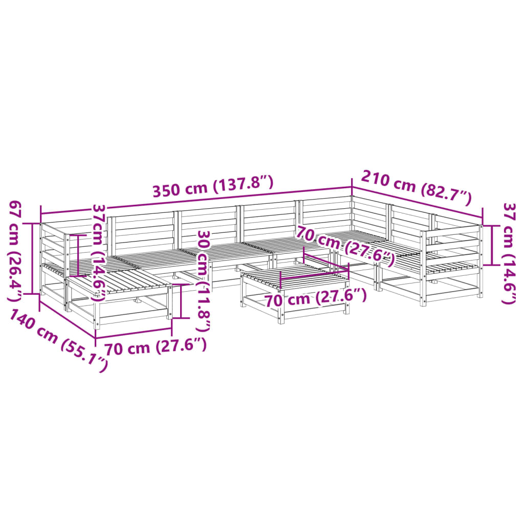 vidaXL 9-osaline aiadiivani komplekt, männipuit