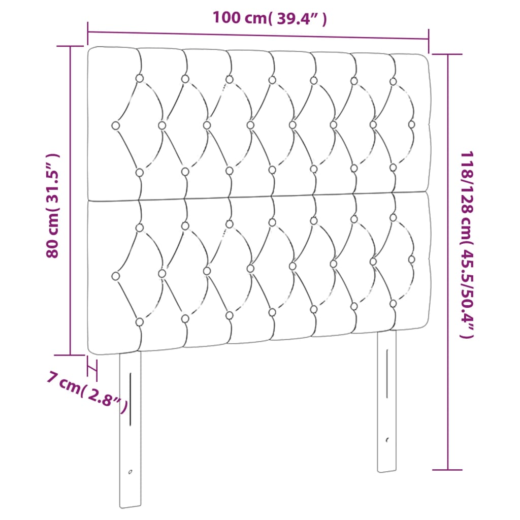 vidaXL voodipeatsid 2 tk, tumesinine, 100x7x78/88 cm, samet