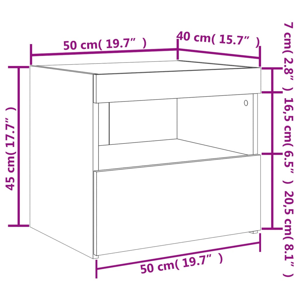 vidaXL öökapid LED-tuledega 2 tk, valge, 50 x 40 x 45 cm