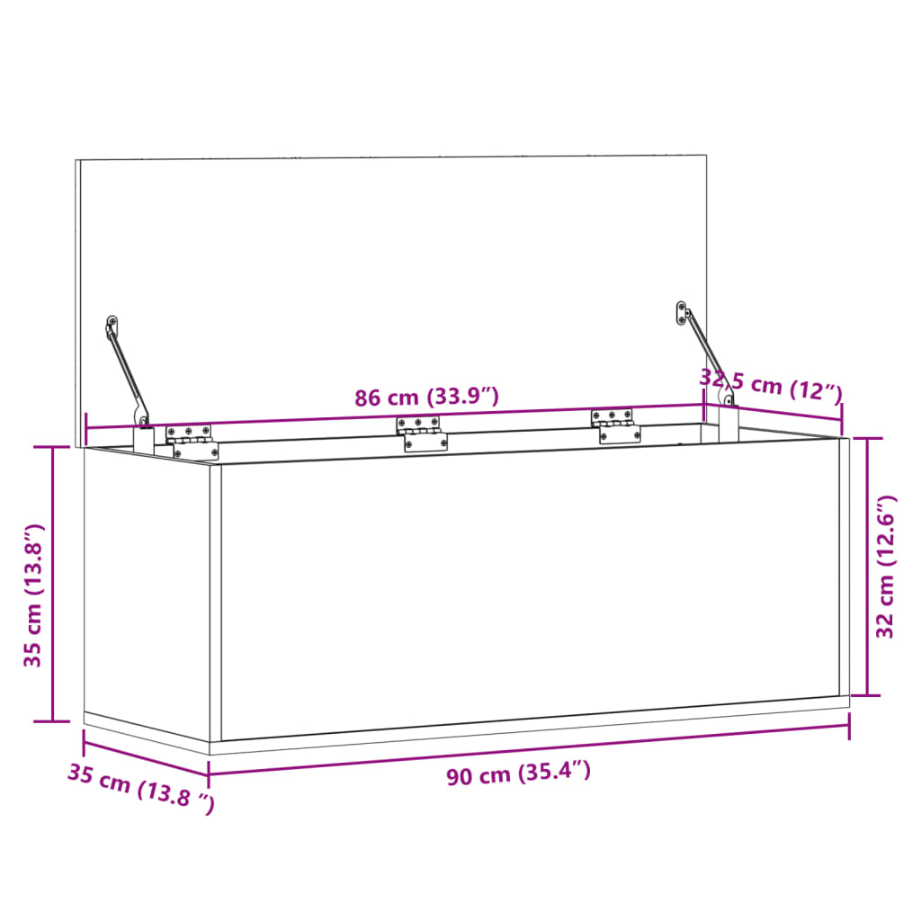 vidaXL hoiukast, must, 90 x 35 x 35 cm, tehispuit