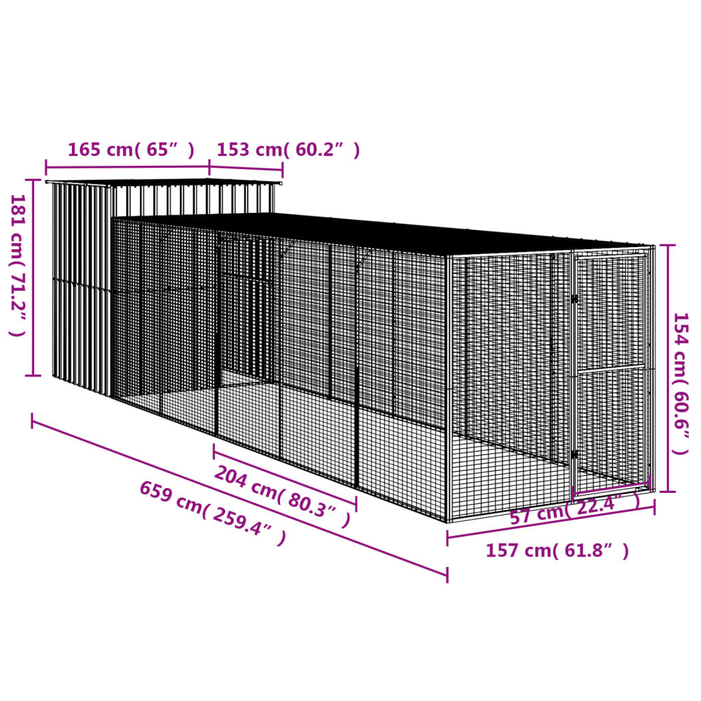 vidaXL kanapuur aedikuga, helehall, 165x659x181 cm, tsingitud teras