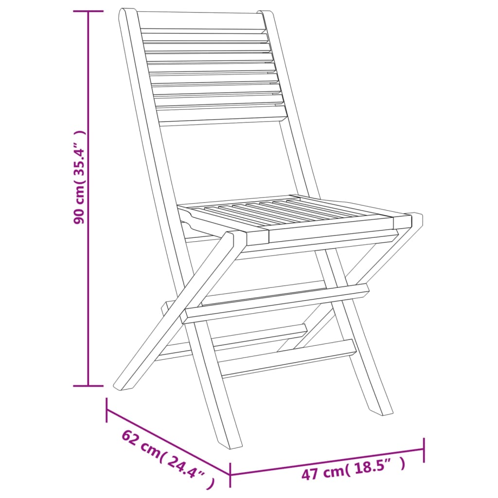 vidaXL kokkupandavad aiatoolid 8 tk, 47 x 62 x 90 cm, tiikpuu