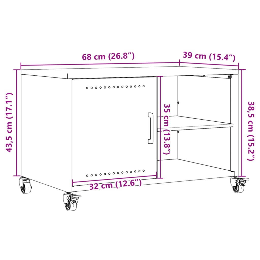 vidaXL telerikapp, oliiviroheline, 68x39x43,5 cm, külmvaltsitud teras