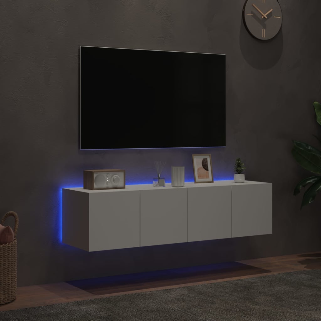 vidaXL teleri seinakapid LED-tuledega 2 tk, valge, 60 x 35 x 31 cm