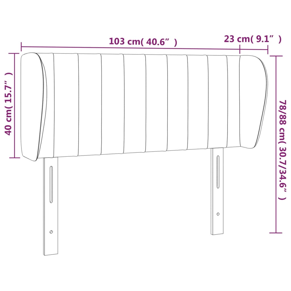 vidaXL voodipeats servadega, helehall, 103x23x78/88 cm, samet