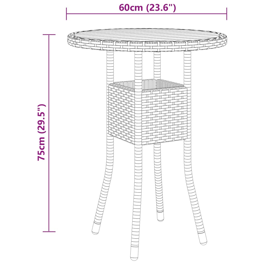 vidaXL 3-osaline aiamööbli komplekt, polürotang, must