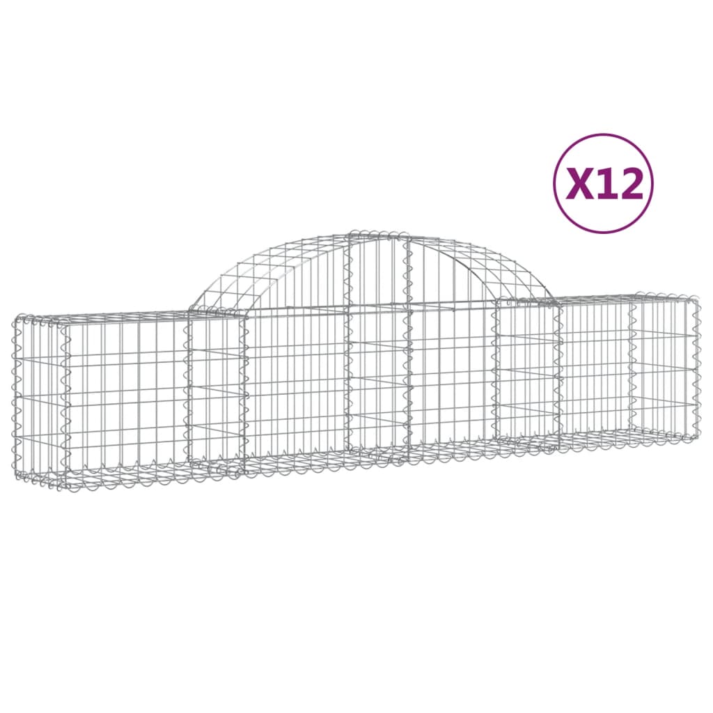 vidaXL kaarekujulised gabioonkorvid 12 tk, 200x30x40/60 cm, raud