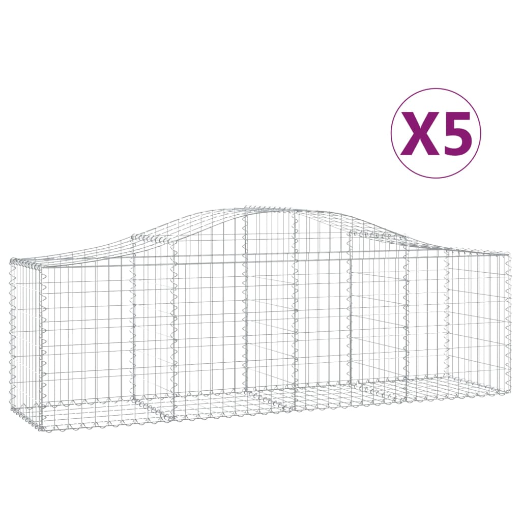 vidaXL kaarekujulised gabioonkorvid 5 tk, 200x50x60/80 cm, raud