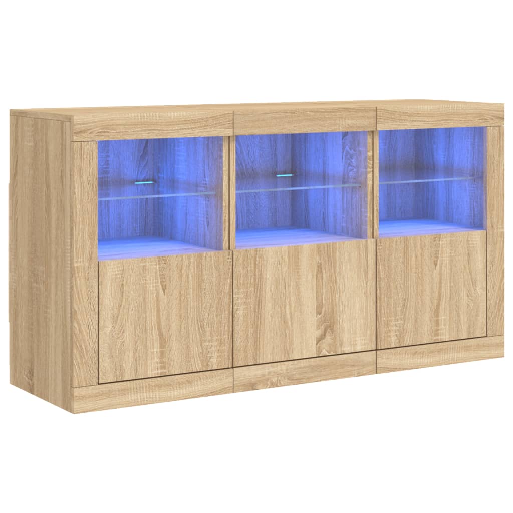 vidaXL puhvetkapp LED-tuledega, Sonoma tamm, 123 x 37 x 67 cm