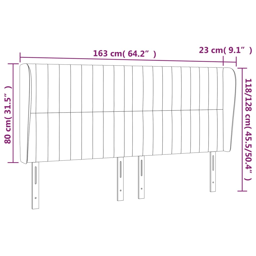 vidaXL voodipeats servadega, helehall, 163x23x118/128 cm, samet