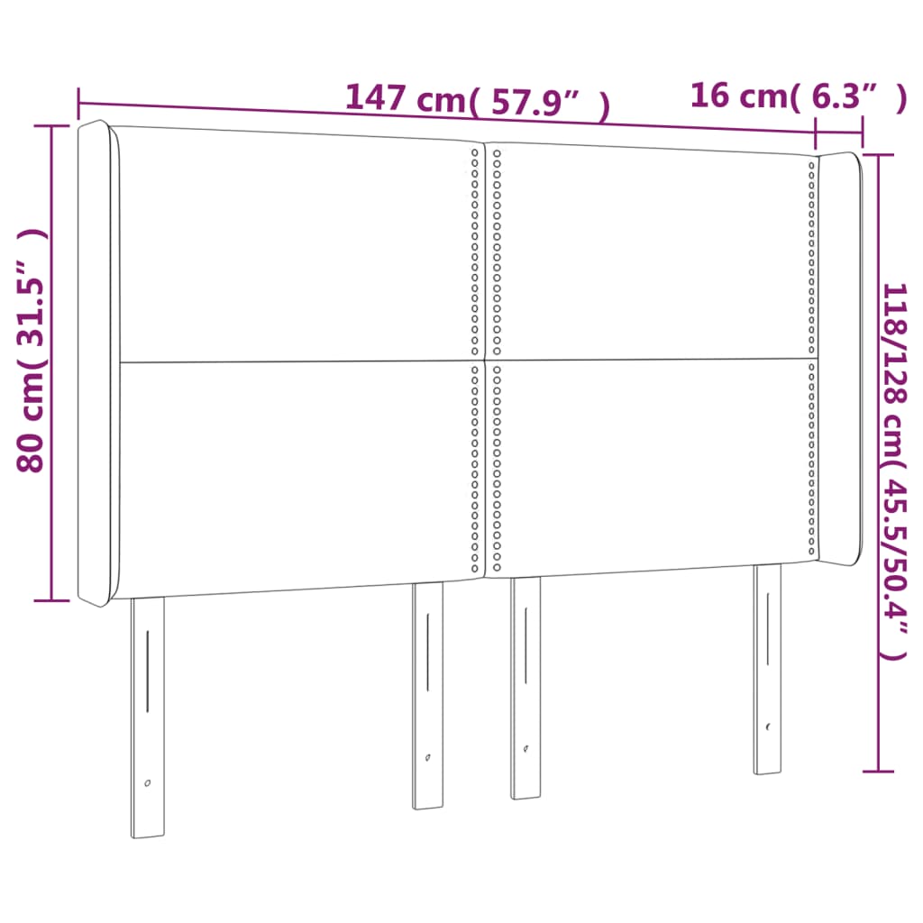 vidaXL LED-voodipeats, helehall, 147x16x118/128 cm, kangas