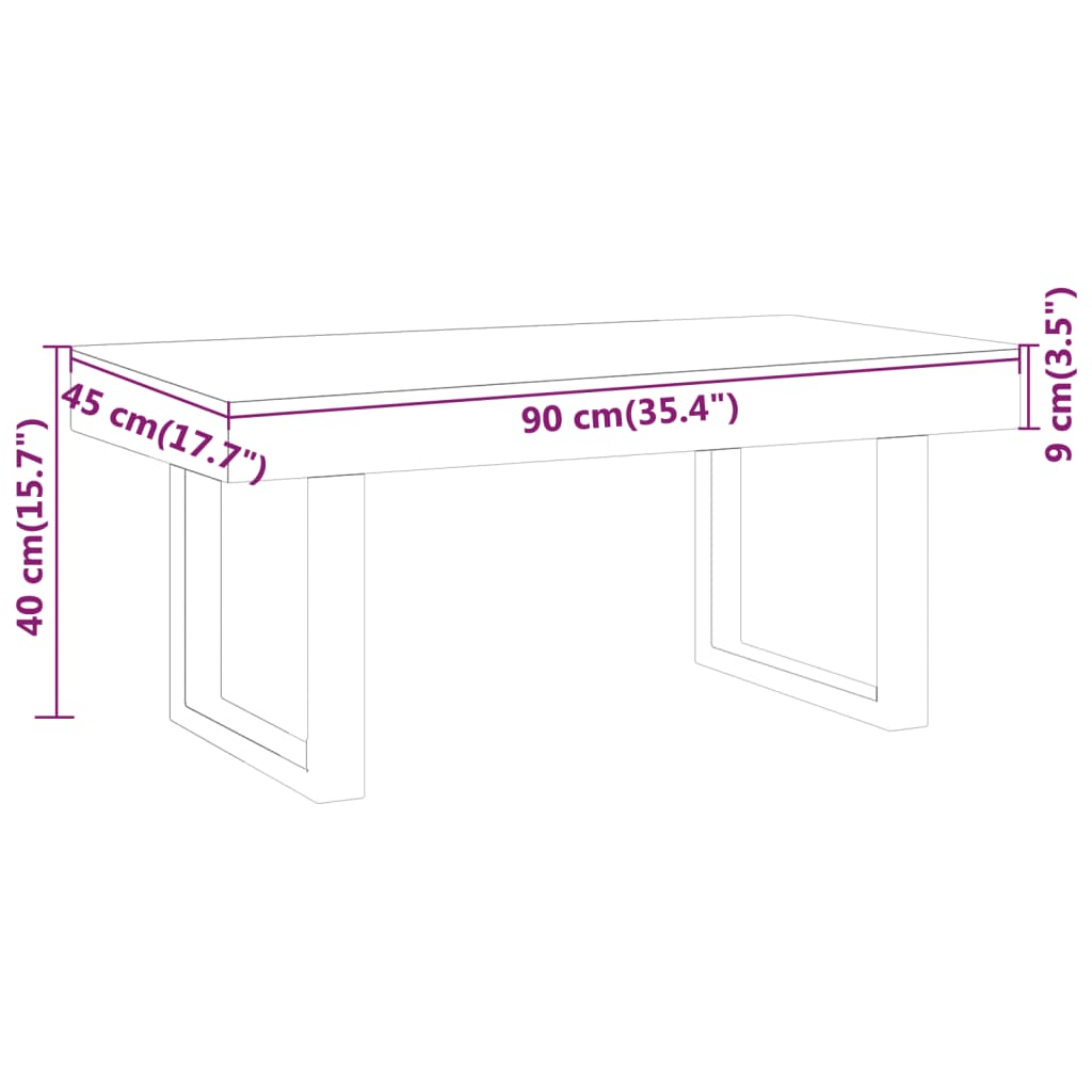 vidaXL kohvilaud, helepruun ja must, 90 x 45 x 40 cm, MDF ja raud