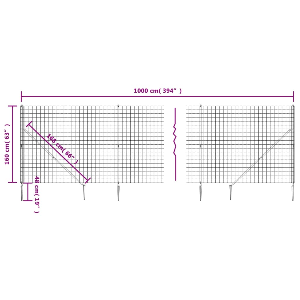 vidaXL traataed vaiadega, antratsiithall, 1,6x10 m