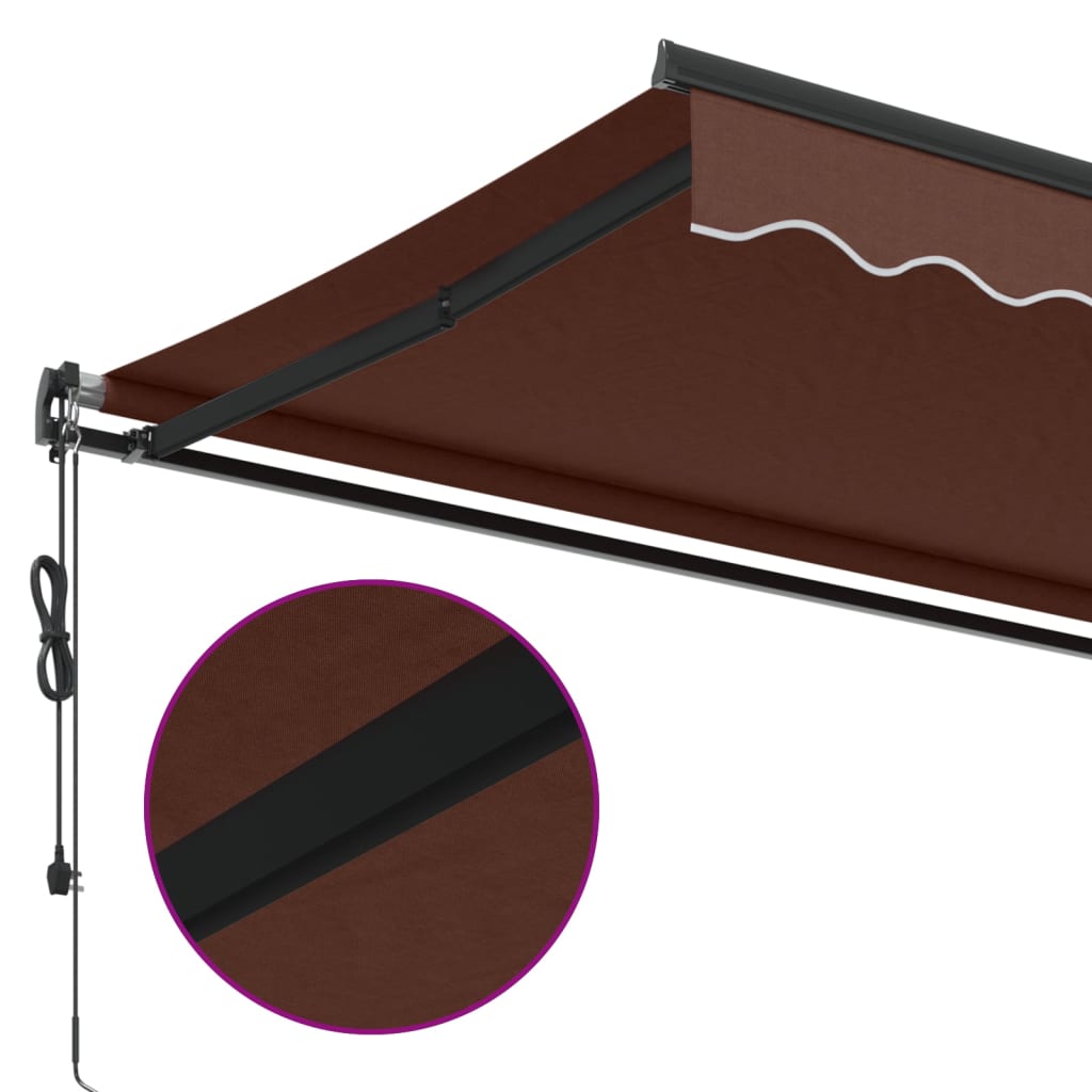 vidaXL automaatselt sissetõmmatav varikatus, pruun, 450x300 cm