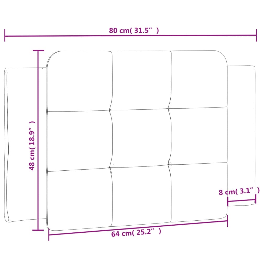 vidaXL voodipeatsi padi, valge ja must, 80 cm, kunstnahk