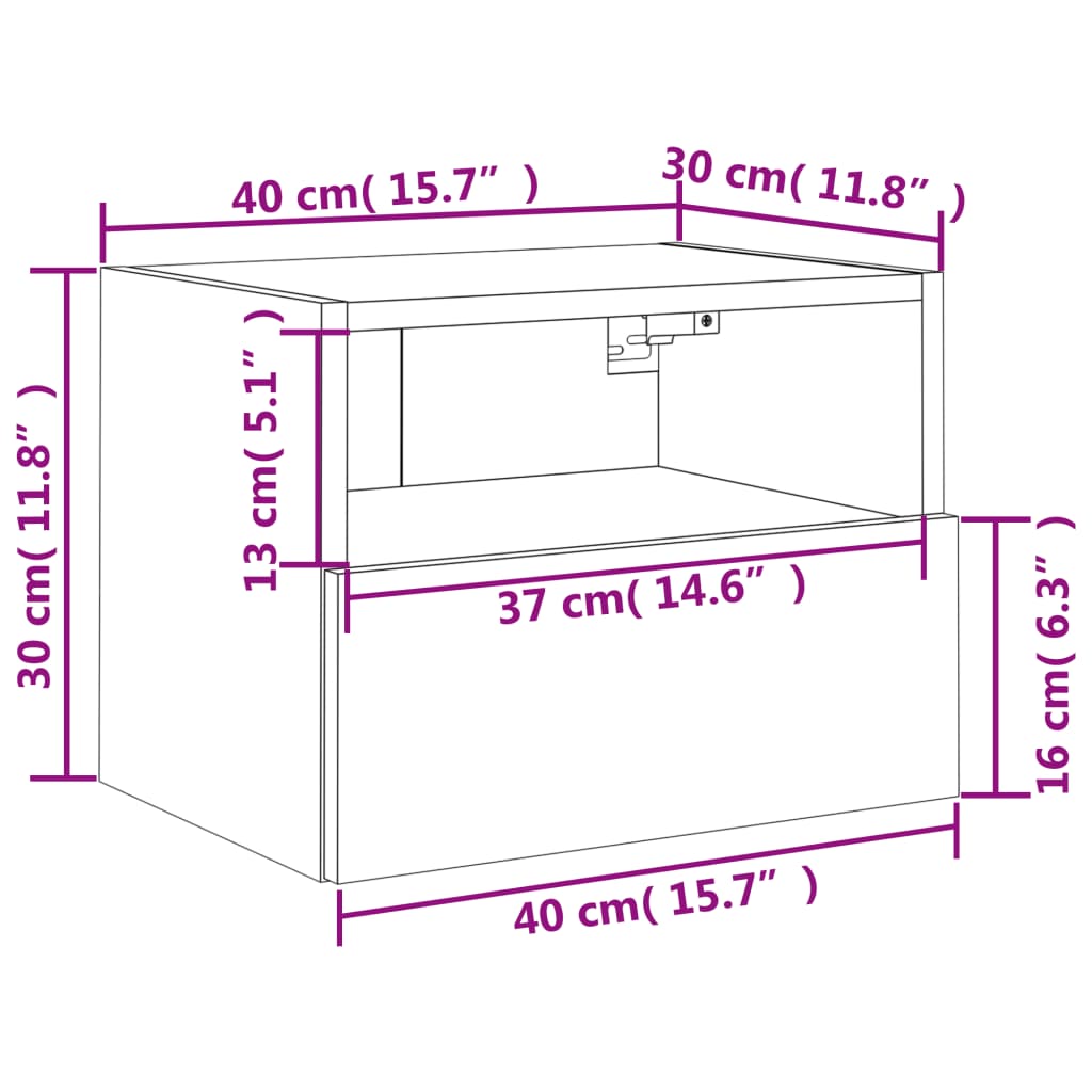 vidaXL teleri seinakapid 2 tk, must, 40 x 30 x 30 cm, tehispuit