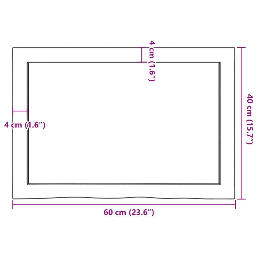 vidaXL lauaplaat, 60 x 40 x (2-4) cm, töötlemata tammepuit