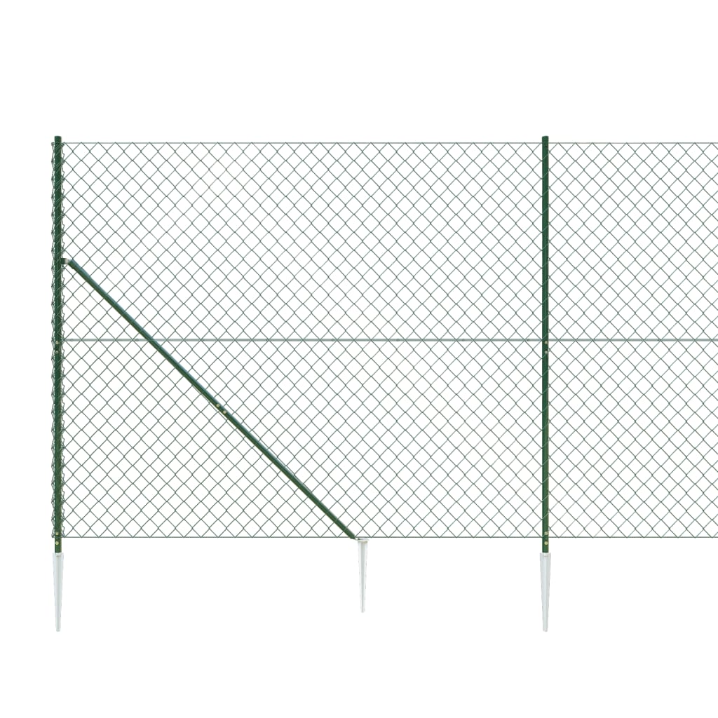 vidaXL võrkaed vaiadega, roheline, 1,6 x 25 m