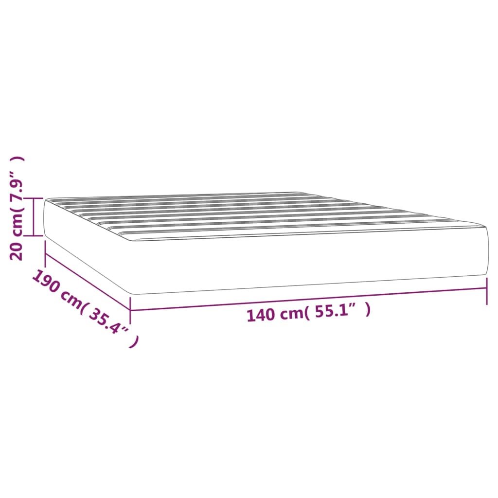 vidaXL vedrumadrats, tumehall, 140x190x20 cm, samet