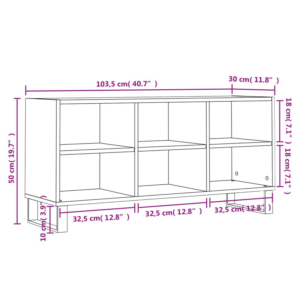 vidaXL telerikapp, betoonhall, 103,5 x 30 x 50 cm, tehispuit