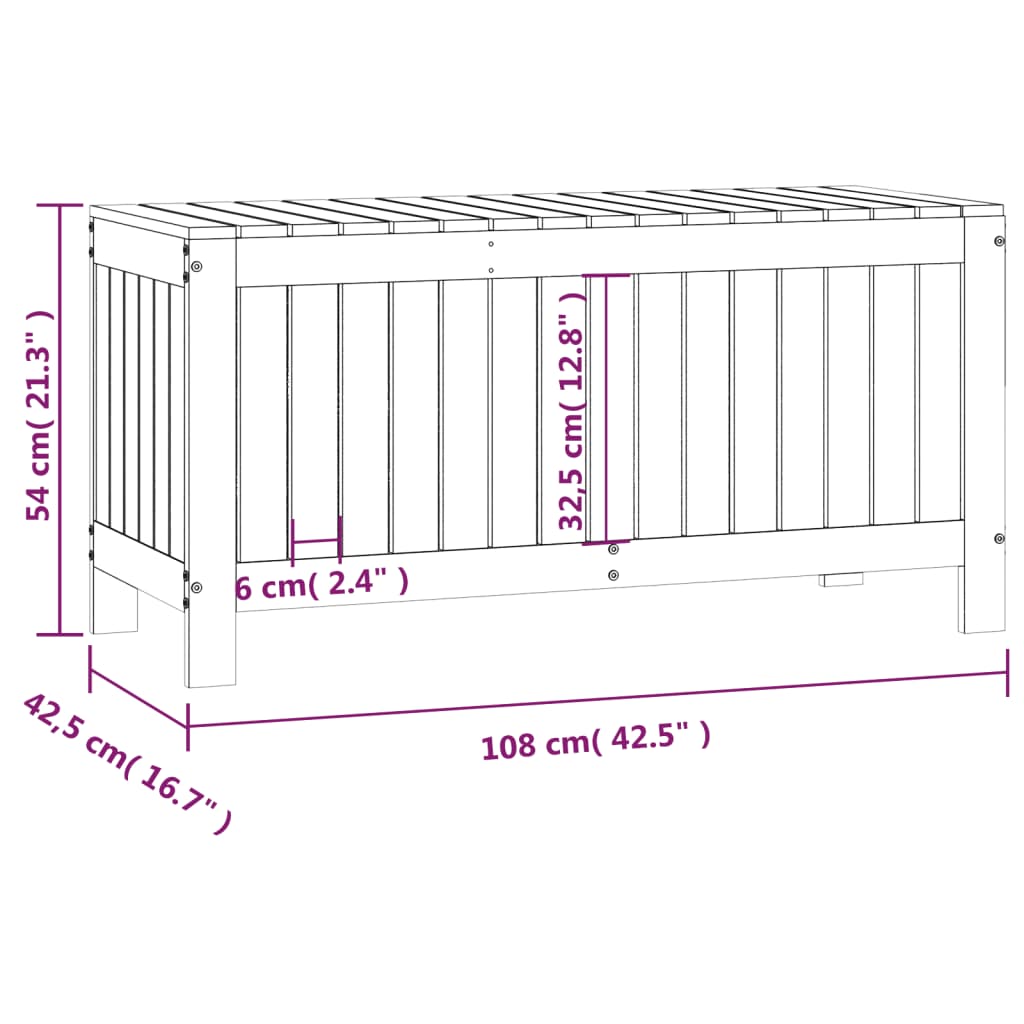 vidaXL aia hoiukast, must, 108 x 42,5 x 54 cm, männipuit