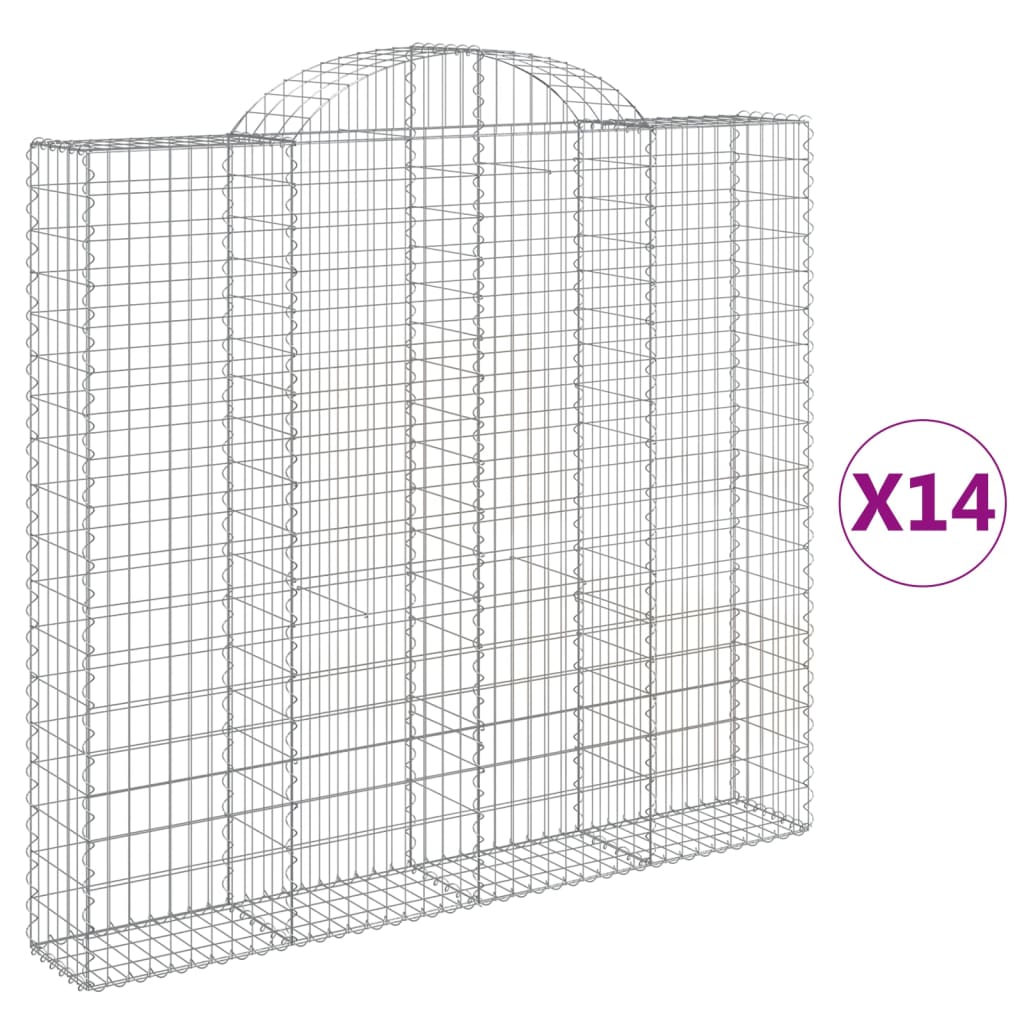 vidaXL kaarekujulised gabioonkorvid 14 tk, 200x30x180/200 cm, raud